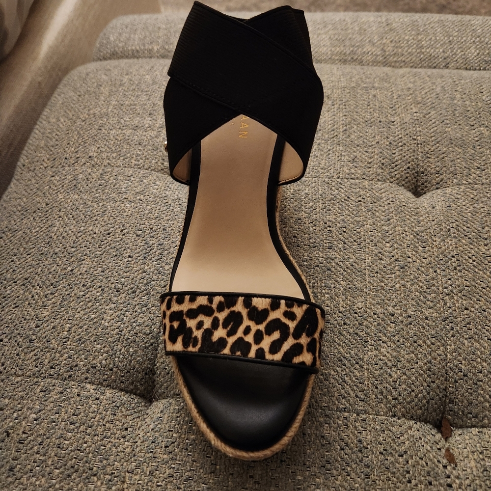 Cole Haan Leopard Print Black Sandals